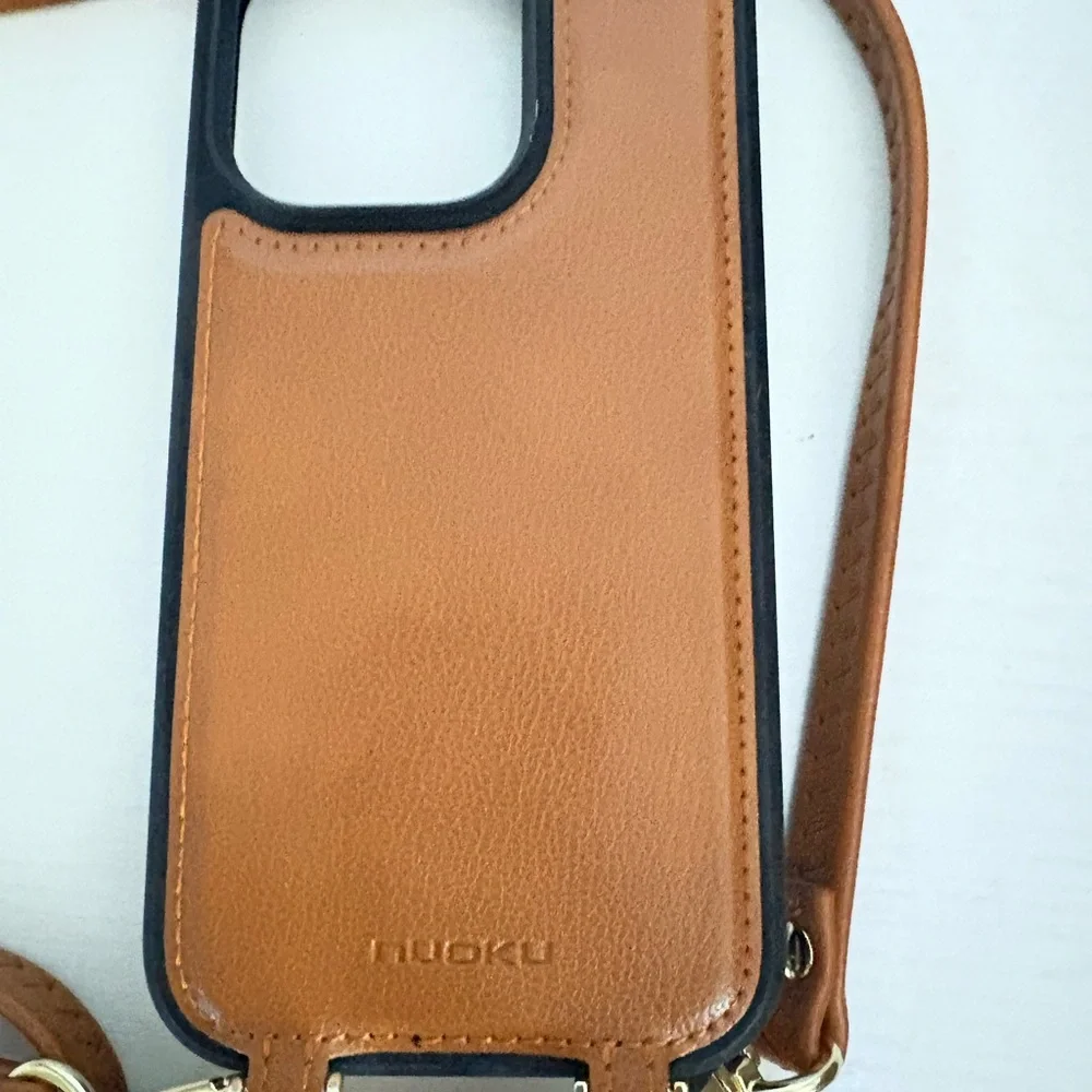 Tan Leather Wallet Magnetic detachable strap crossbody wallet #RFIDBLOCKING NEW